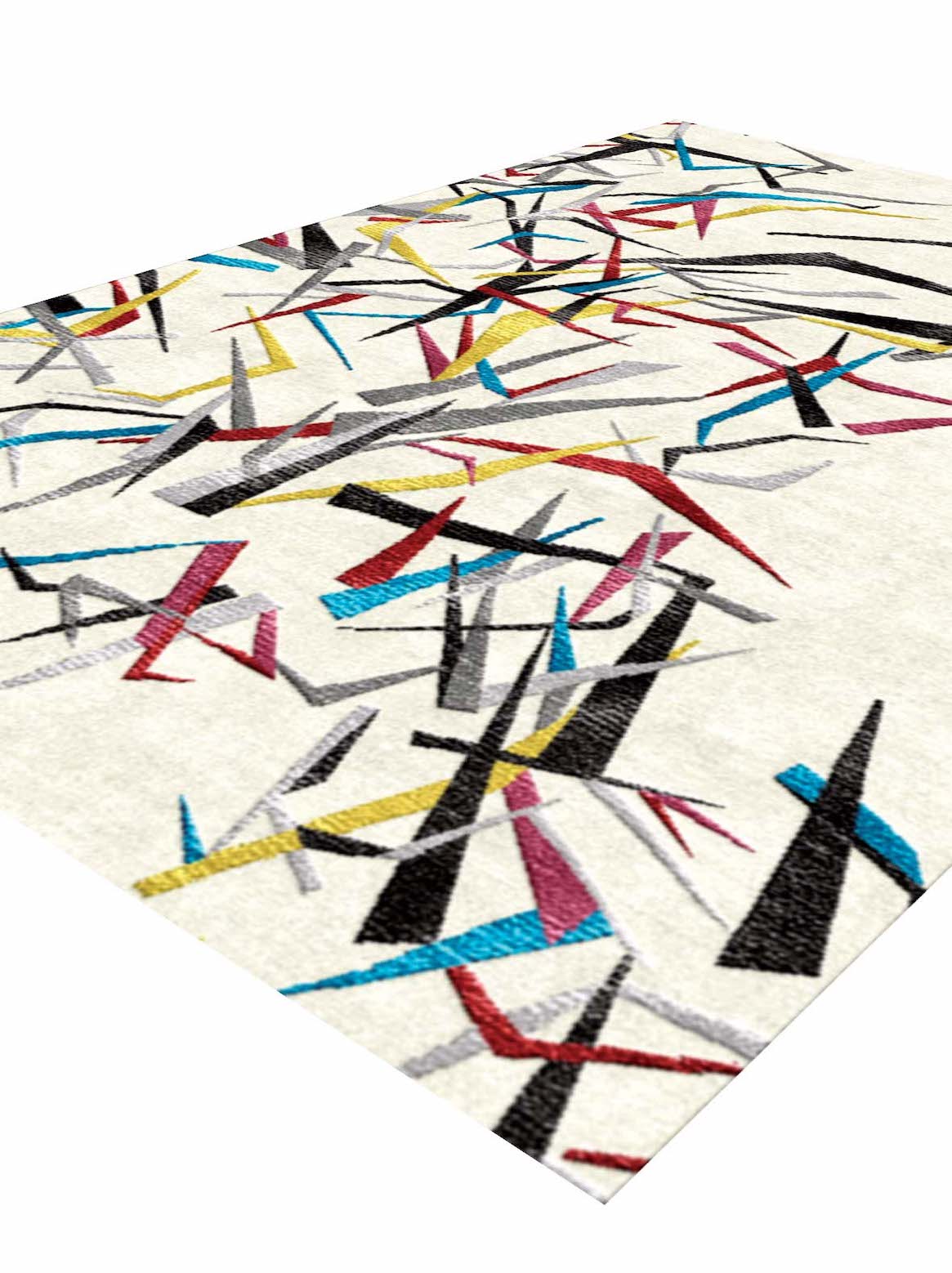 Luxury hand tufted carpet made from Wool & Botanical Silk in ivory multi color and 3' x 5' size