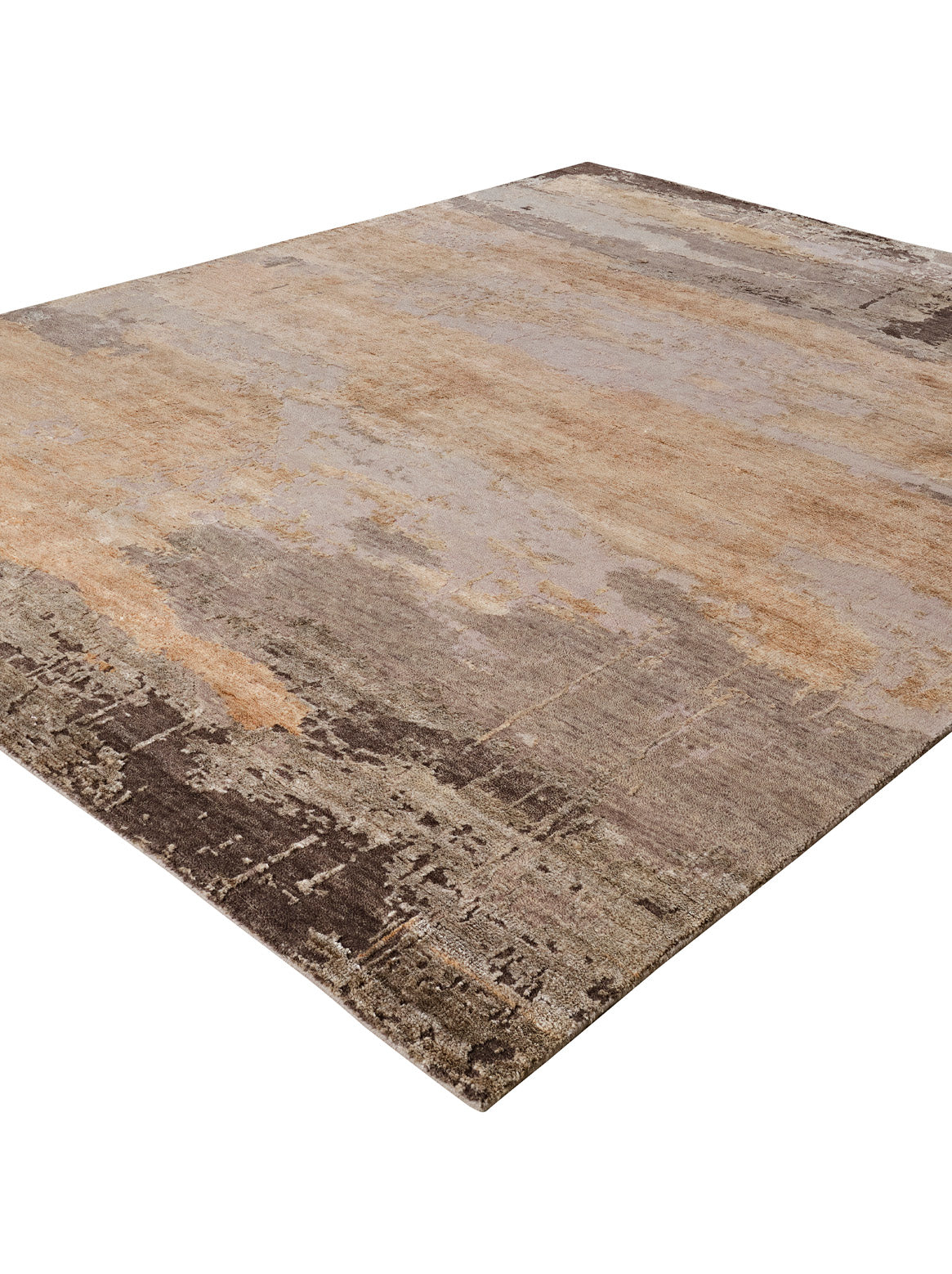 Luxury hand knotted carpet made from Modern in rust brown color and 8' x 10' size