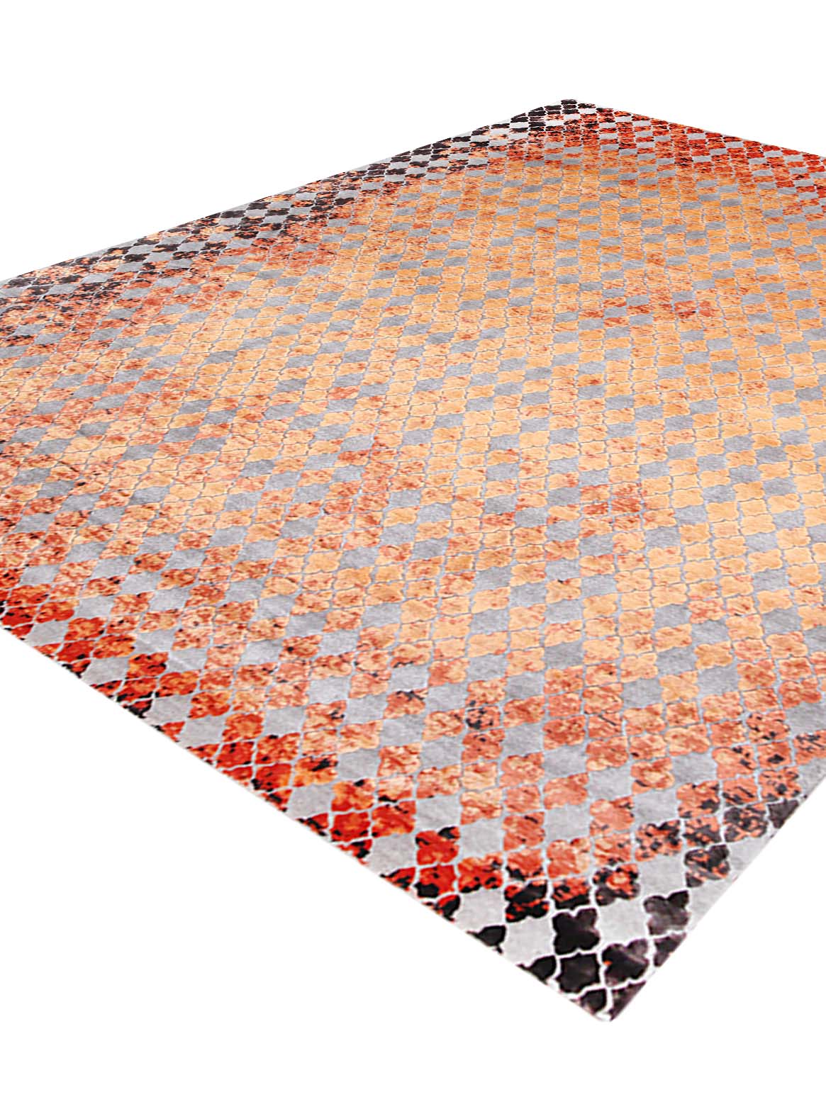 Luxury hand knotted carpet made from Wool & Botanical Silk in rust color and 5'6" x 8' size