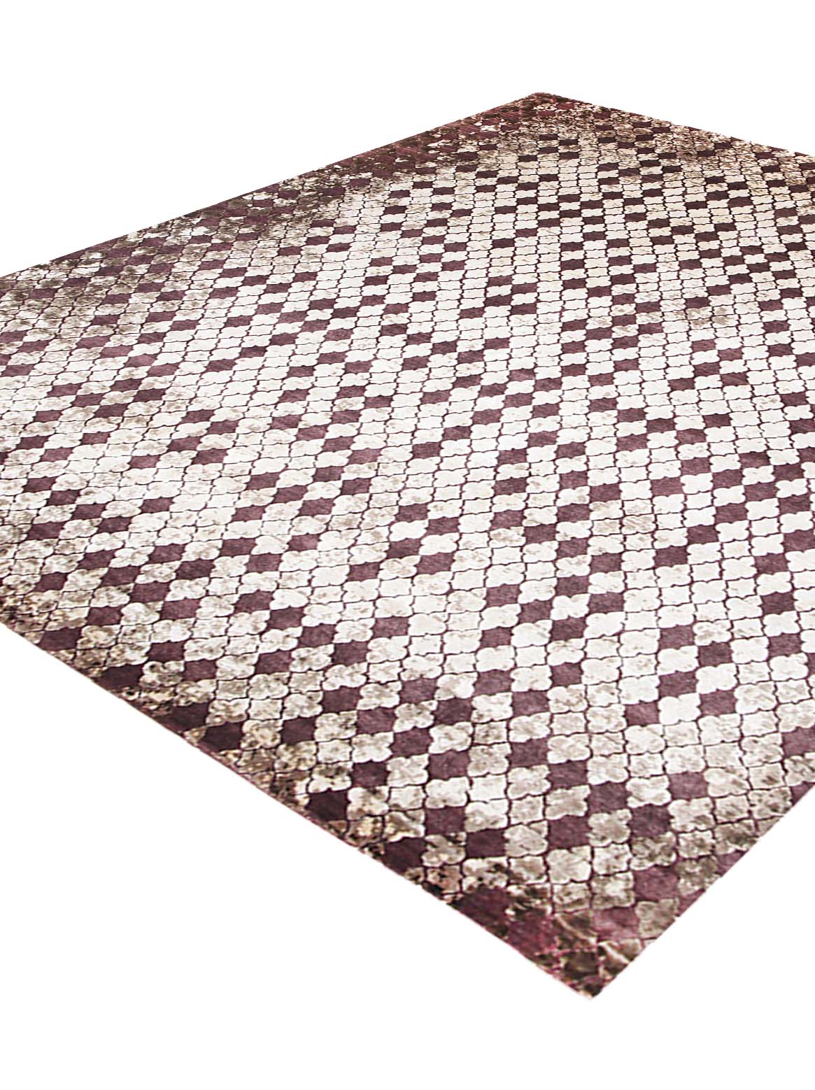 Luxury hand knotted carpet made from Wool & Botanical Silk in mauve color and 5'6" x 8' size