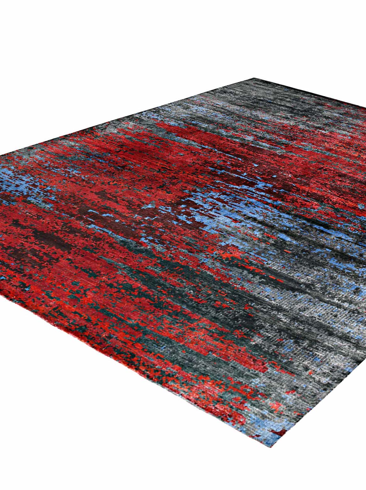Luxury hand knotted carpet made from Wool & Bamboo Silk in red color and 5'6" x 8' size