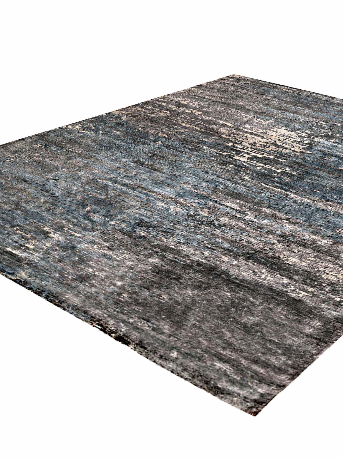 Luxury hand knotted carpet made from Wool & Bamboo Silk in teal color and 5'6" x 8' size