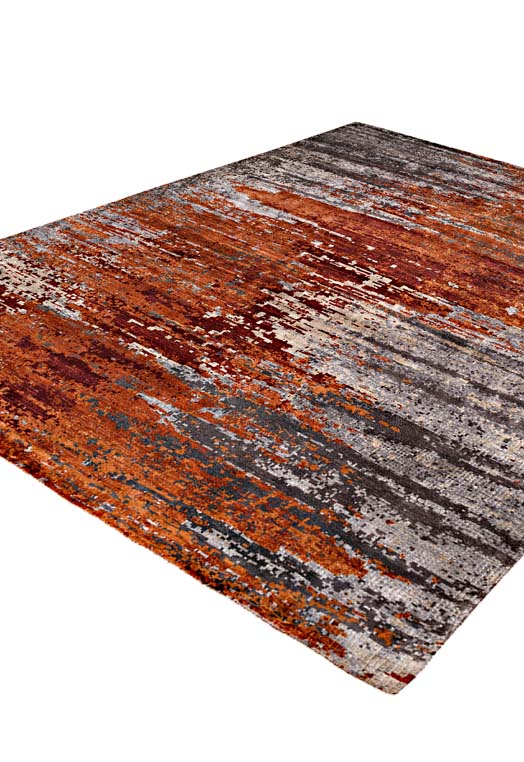 Luxury hand knotted carpet made from Wool & Bamboo Silk in rust color and 9' x 12' size