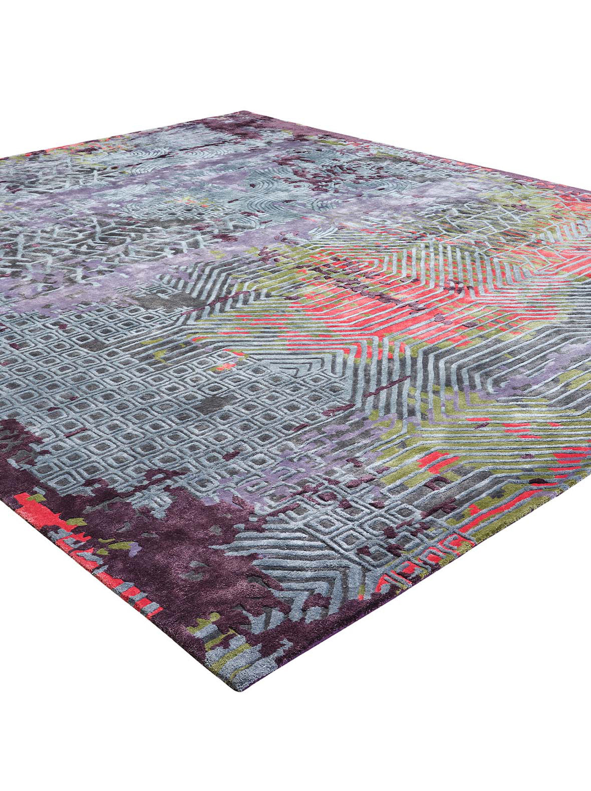Luxury hand tufted carpet made from 100% Botanical Silk in multi color and 8' x 10' size