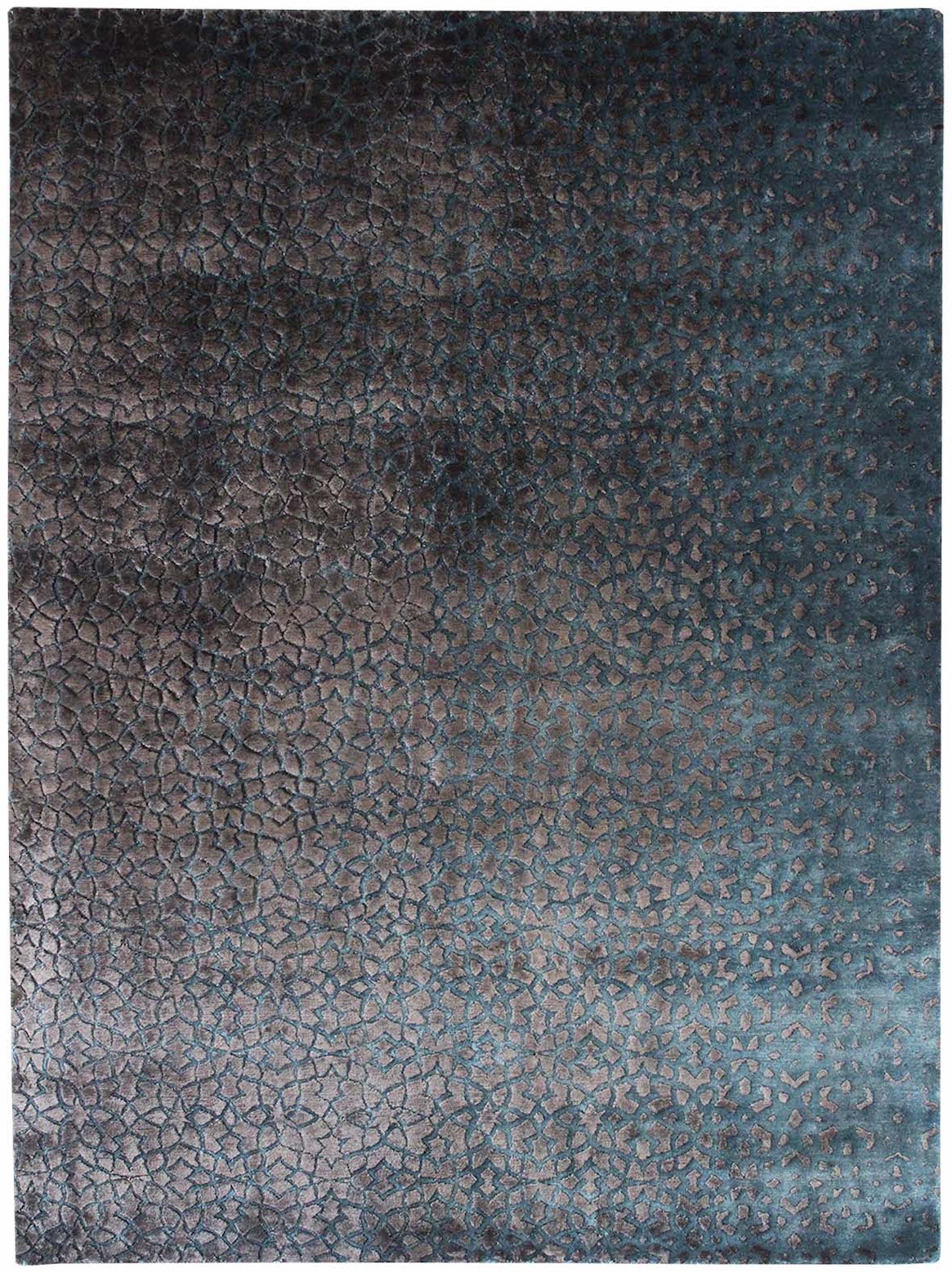 Hands ADIRA Blue Luxury Carpet - 100% Botanical Silk, Hand Knotted (5'6" x 8')