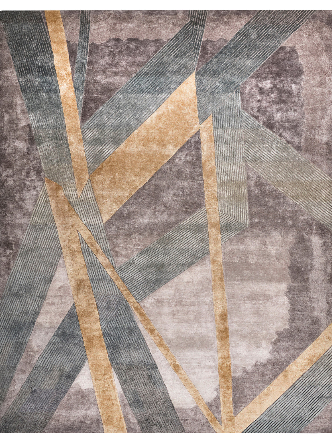 Hands ADRIFT Grey Teal Luxury Carpet - Wool & Botanical Silk, Hand Tufted (3' x 5')