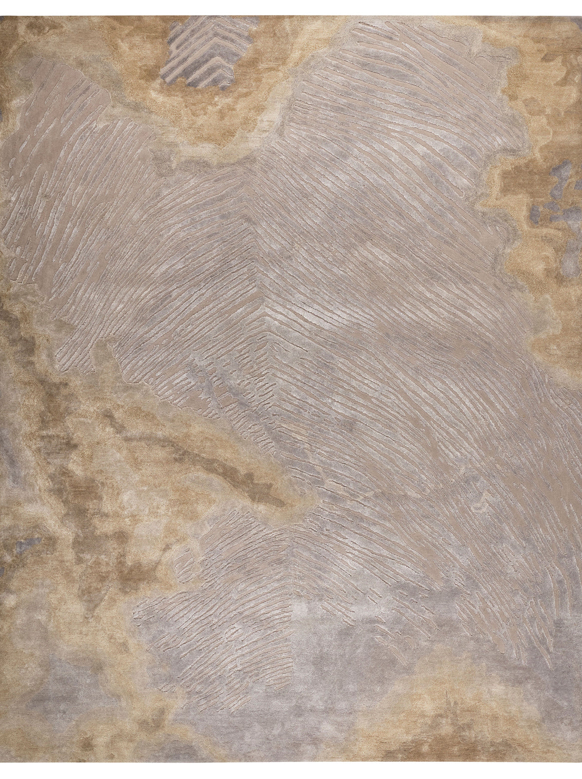 Hands AMITY Taupe Gold Luxury Carpet - Wool & Botanical Silk, Hand Tufted (3' x 5')