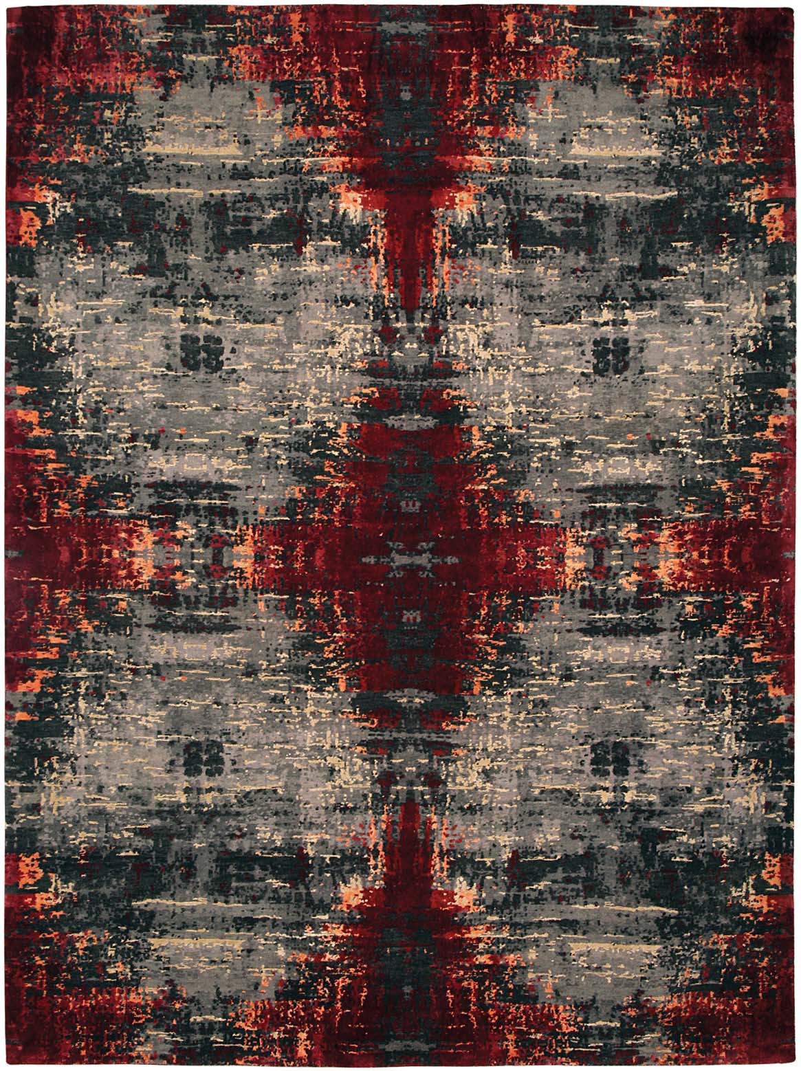 Hands AYNA Red Luxury Carpet - Wool, Pure Silk & Linen, Hand Knotted (5'6" x 8')