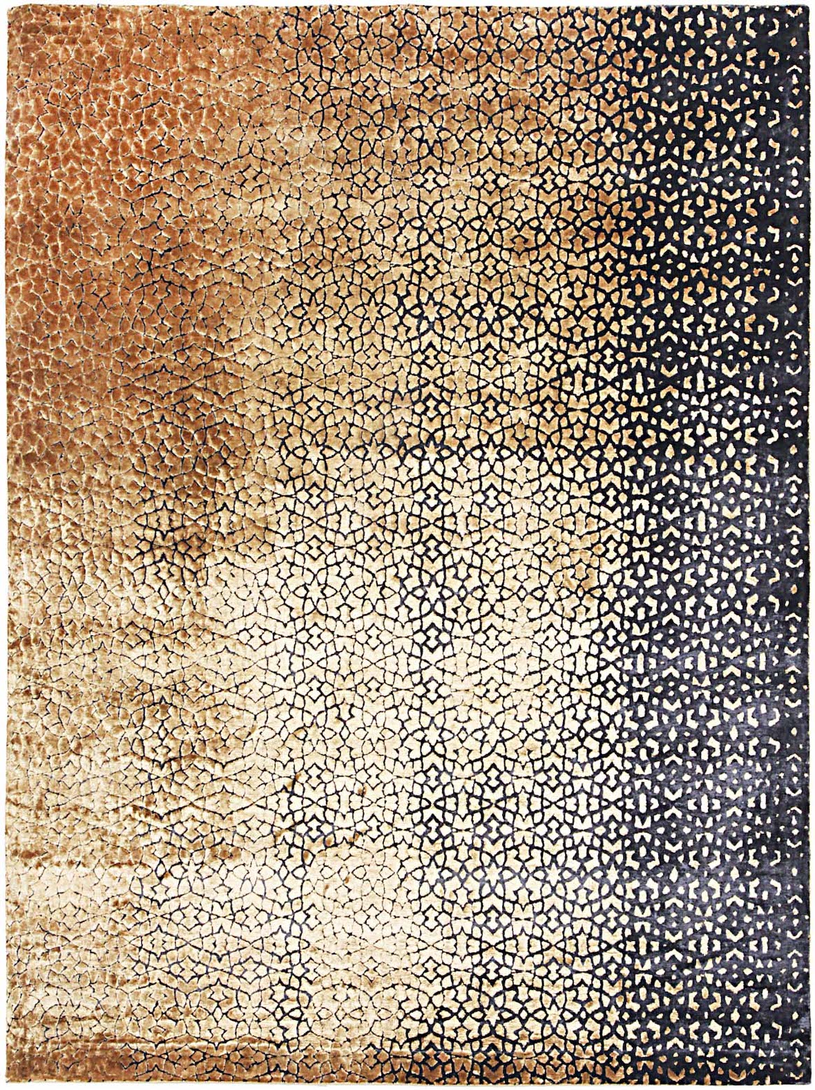 Hands ADIRA Black & Gold Luxury Carpet - 100% Botanical Silk, Hand Knotted (5'6" x 8')