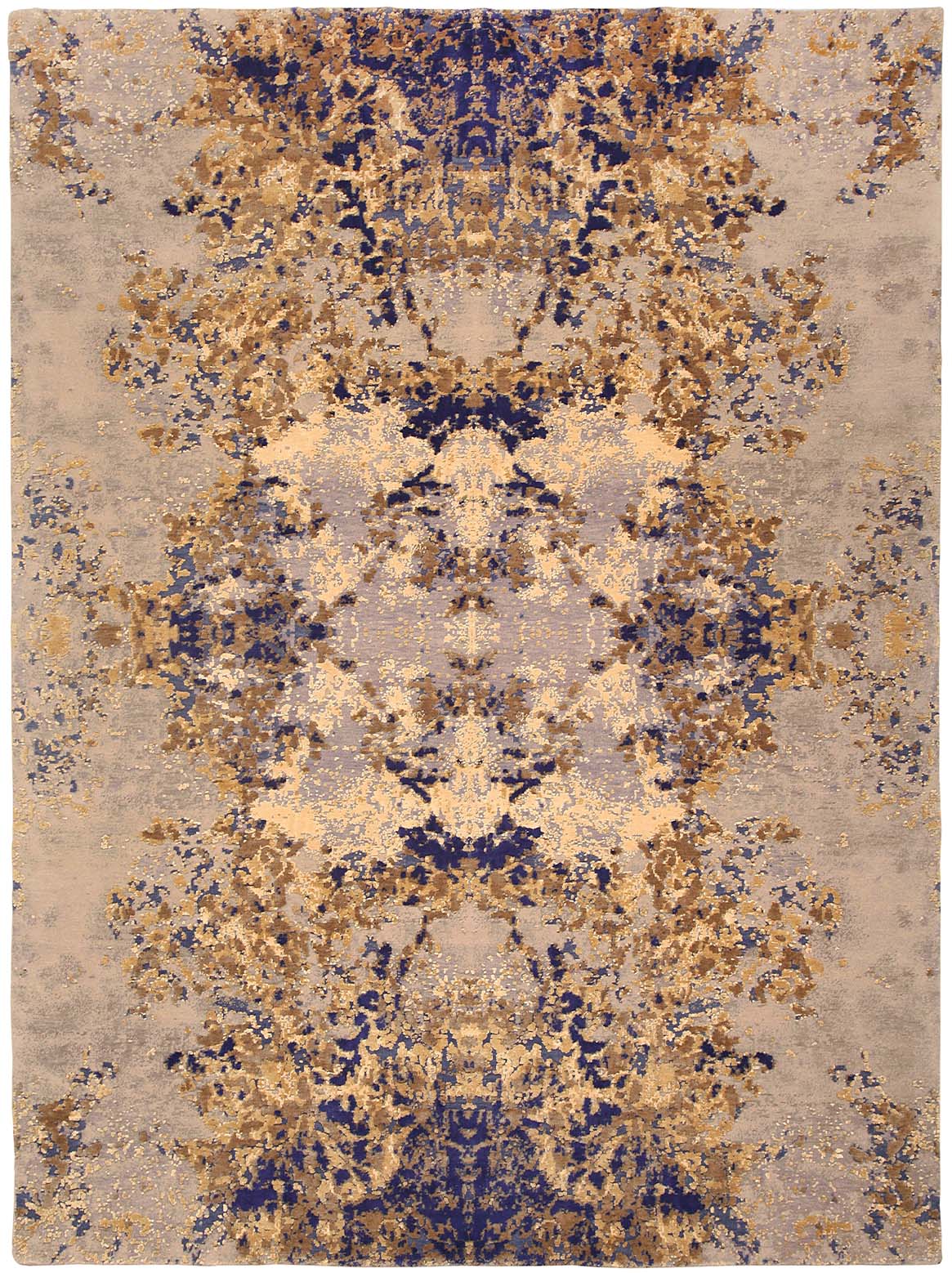 Hands AKASA Purple Gold Luxury Carpet - Wool, Pure Silk & Linen, Hand Knotted (5'6" x 8')