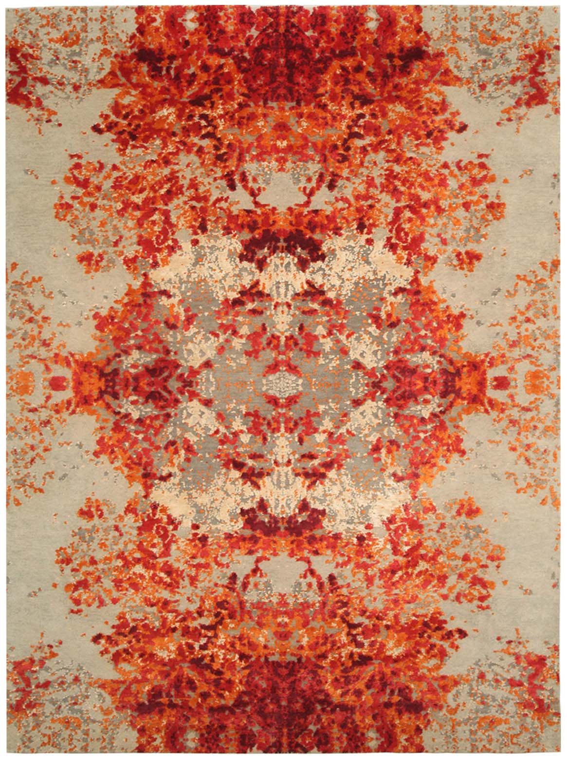 Hands AKASA Red Luxury Carpet - Wool, Pure Silk & Linen, Hand Knotted (5'6" x 8')