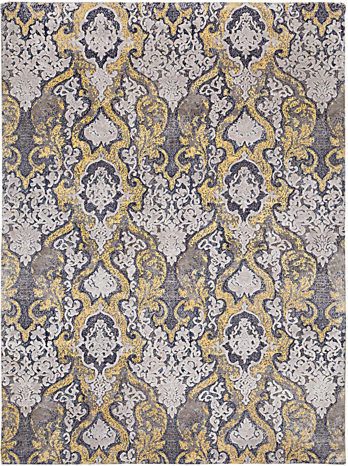 Hands ALLURIANA Yellow Beige Luxury Carpet - 100% Botanical Silk, Hand Knotted (5'6" x 8')