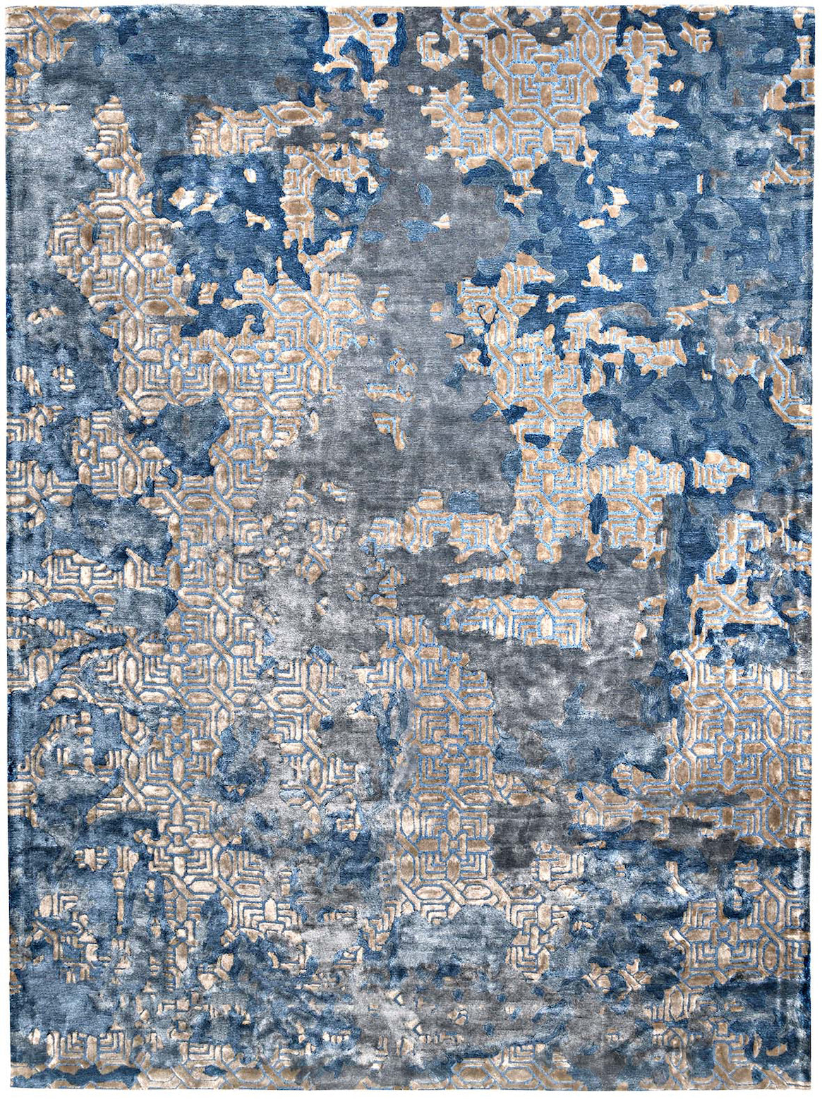 Hands ALLUVIA Blue Luxury Carpet - 100% Botanical Silk, Hand Tufted (3' x 5')