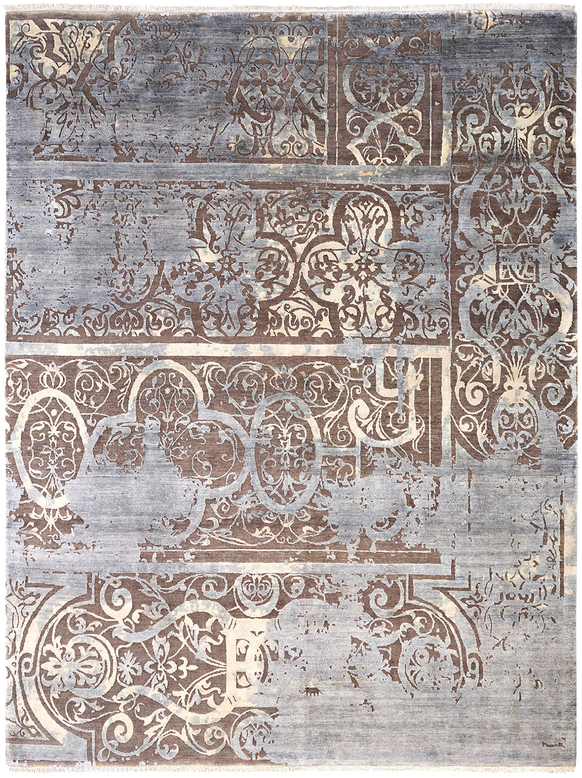 Hands AME Blue Luxury Carpet - Wool & Bamboo Silk, Hand Knotted (5'6" x 8')