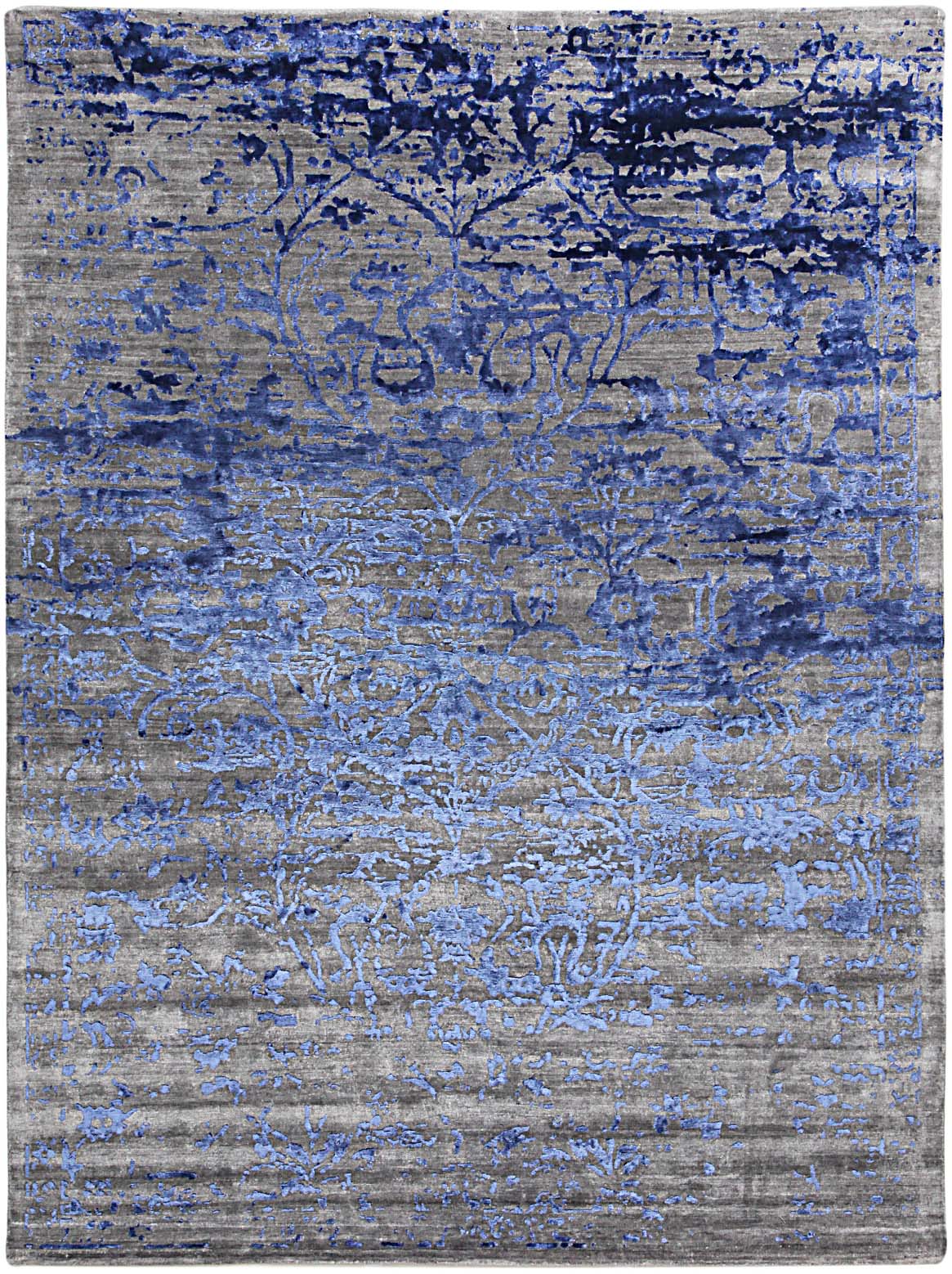 Hands ARABELLA Blue Luxury Carpet - Wool & Botanical Silk, Hand Knotted (5'6" x 8')