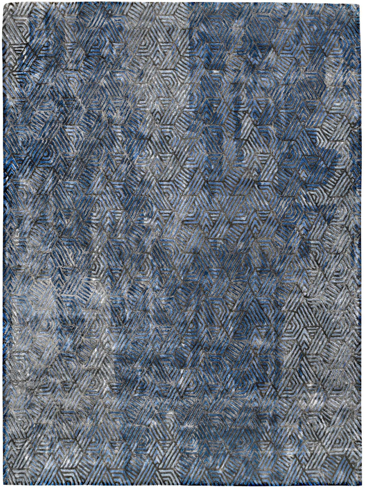 Hands ARROYO Blue Luxury Carpet - 100% Botanical Silk, Hand Tufted (3' x 5')