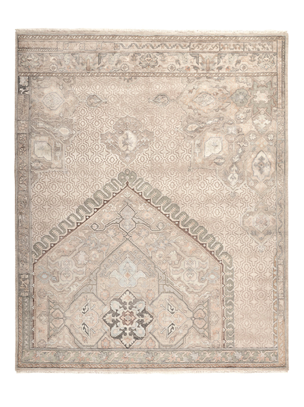 Hands ATLAS HEIGHTS Aqua Luxury Carpet - Wool & Botanical Silk, Hand Knotted (5'6" x 8')