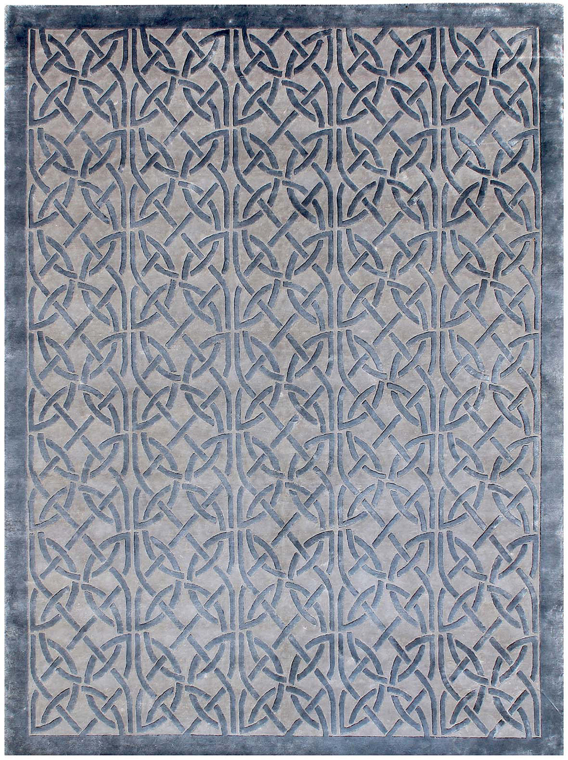 Hands AXIS Grey Blue Luxury Carpet - 100% Botanical Silk, Hand Knotted (5'6" x 8')