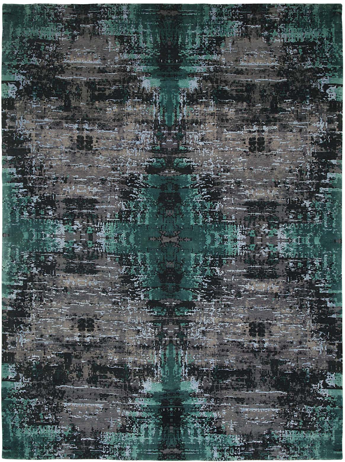 Hands AYNA Emerald Luxury Carpet - Wool, Pure Silk & Linen, Hand Knotted (8' x 10')