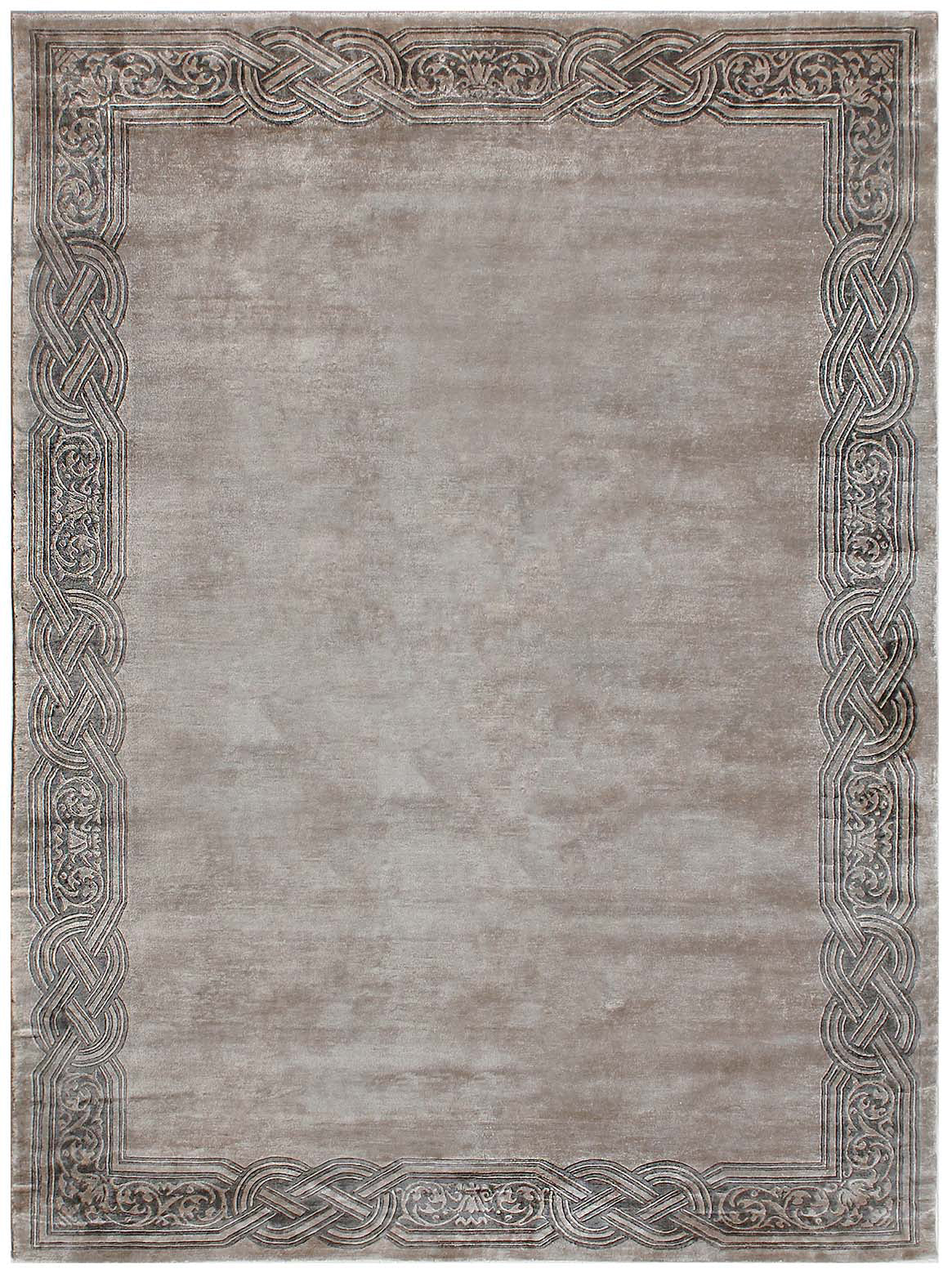 Hands CADENCIA Beige Taupe Luxury Carpet - 100% Botanical Silk, Hand Knotted (6' x 9')