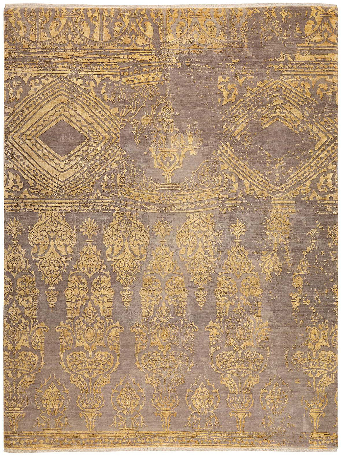 Hands CHARMANTE Mustard Luxury Carpet - Wool & Bamboo Silk, Hand Knotted (5'6" x 8')