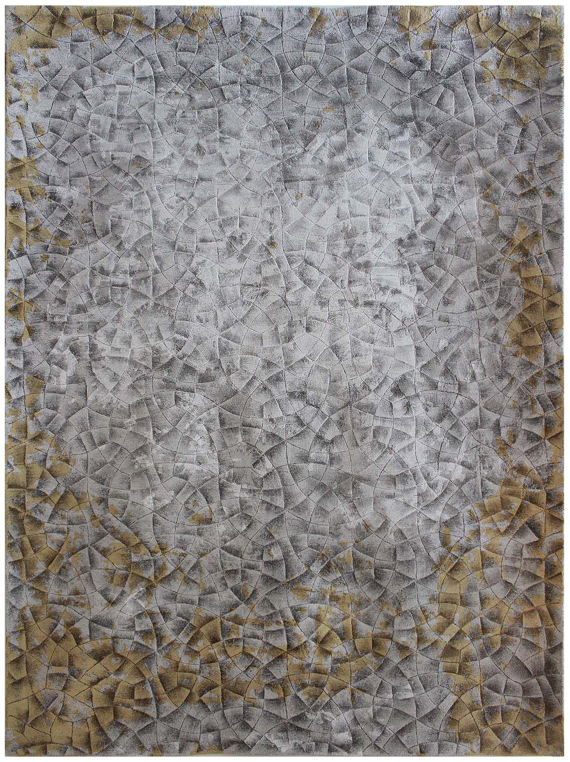 Hands CUESTA Taupe Gold Luxury Carpet - 100% Botanical Silk, Hand Tufted (4'6" x 6'6")