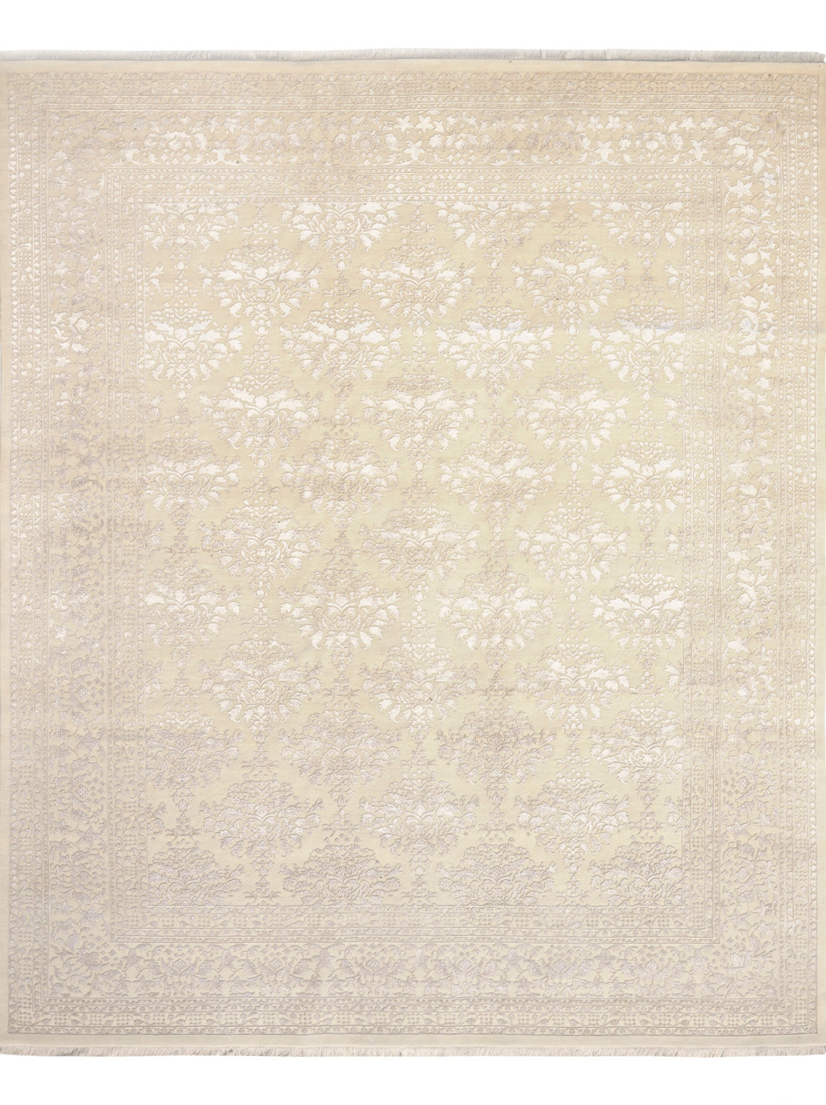 Hands DL 4087 Ivory Beige Luxury Carpet - Wool & Botanical Silk, Hand Knotted (12' x 15')