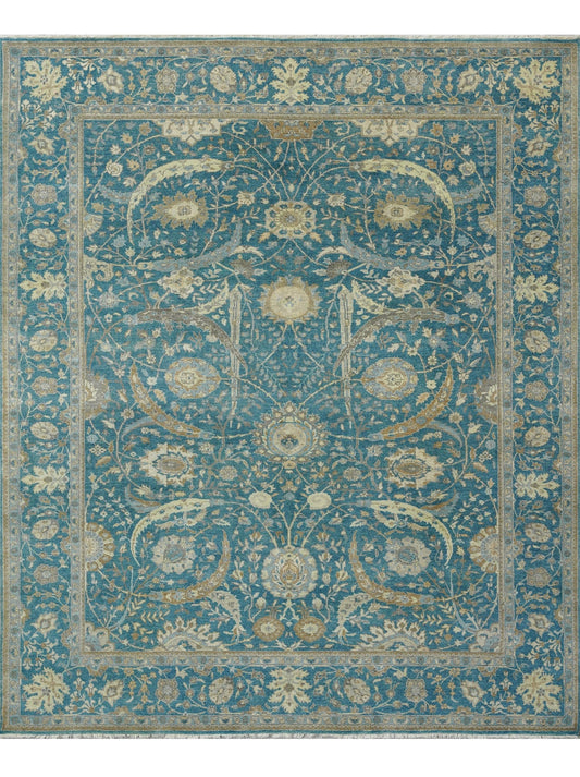 Hands DL 5292 Blue Luxury Carpet - 100% Linen, Hand Knotted (8' x 10')