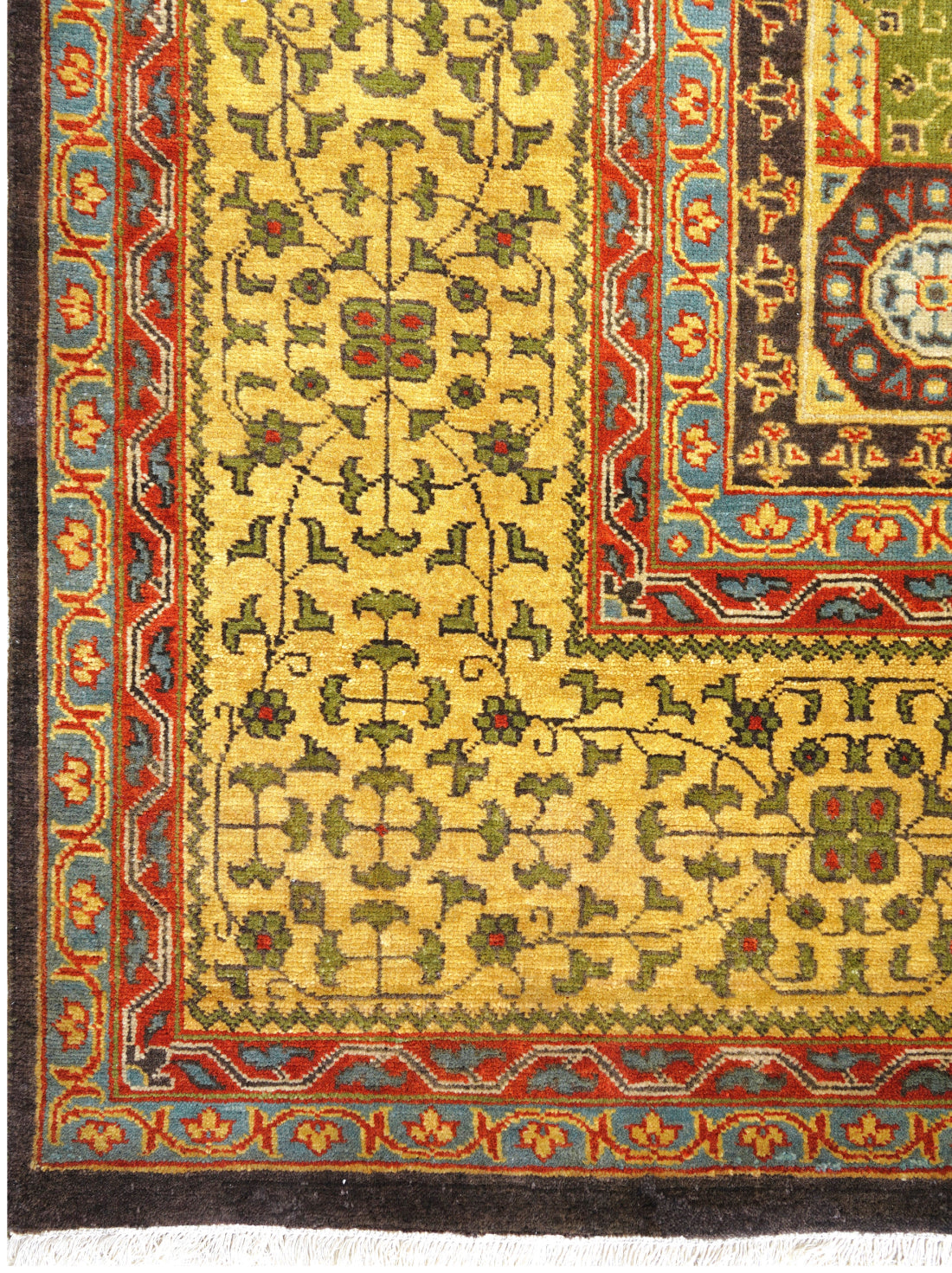 Luxury hand knotted carpet made from 100% Wool in brown gold color and 9' x 12'6" size