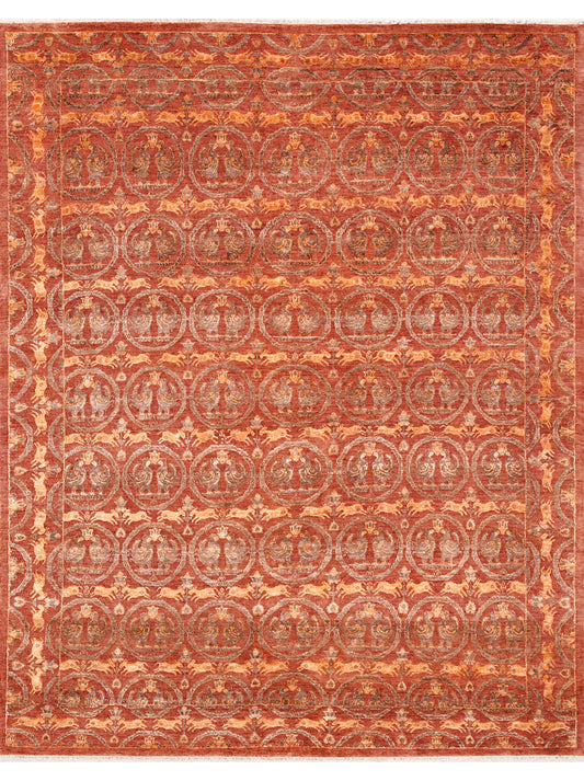 Hands DL 5030 Rust Luxury Carpet - Wool & Bamboo Silk, Hand Knotted (6' x 9')