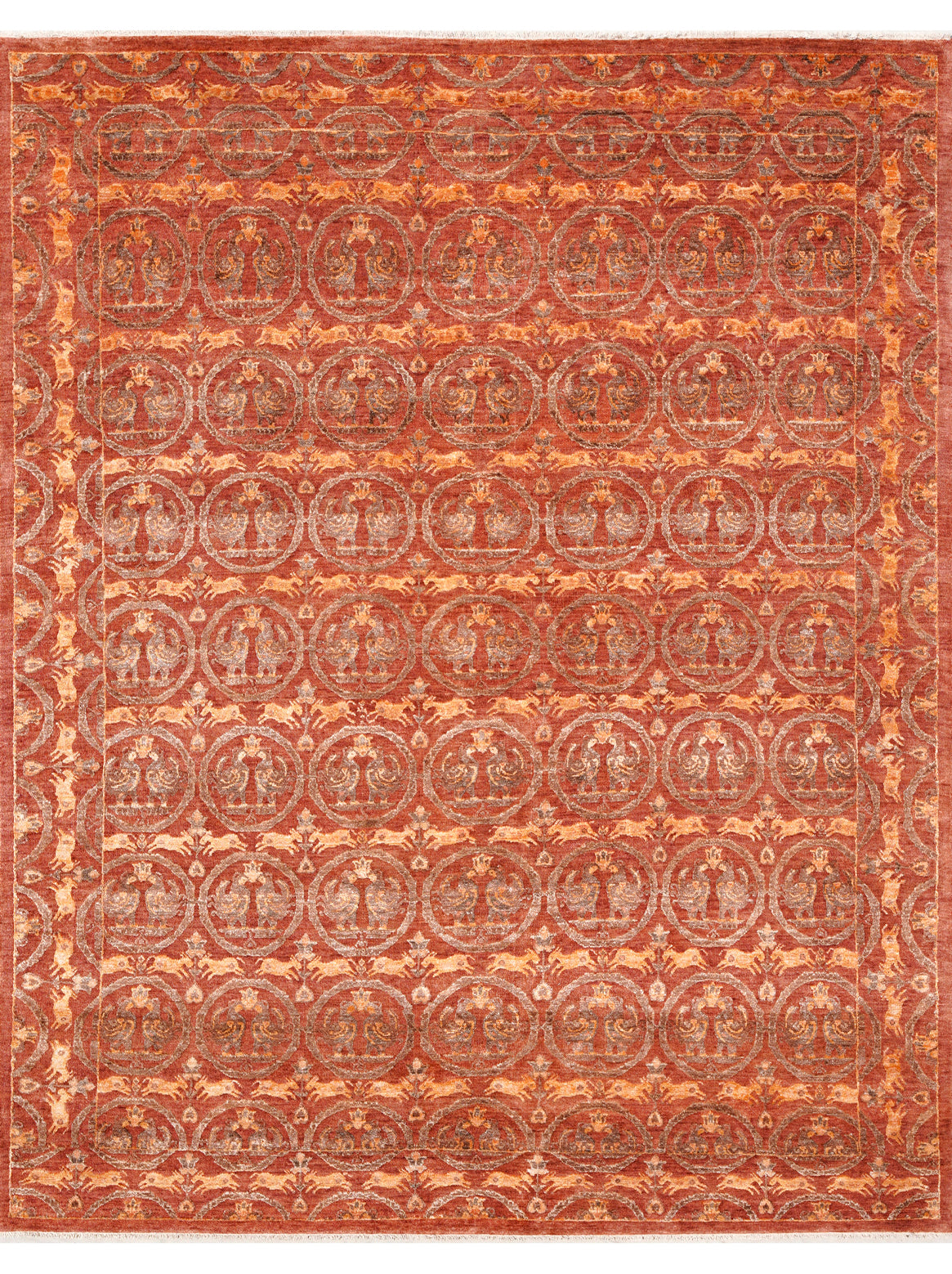 Hands DL 5031 Rust Luxury Carpet - Wool & Bamboo Silk, Hand Knotted (8' x 10')