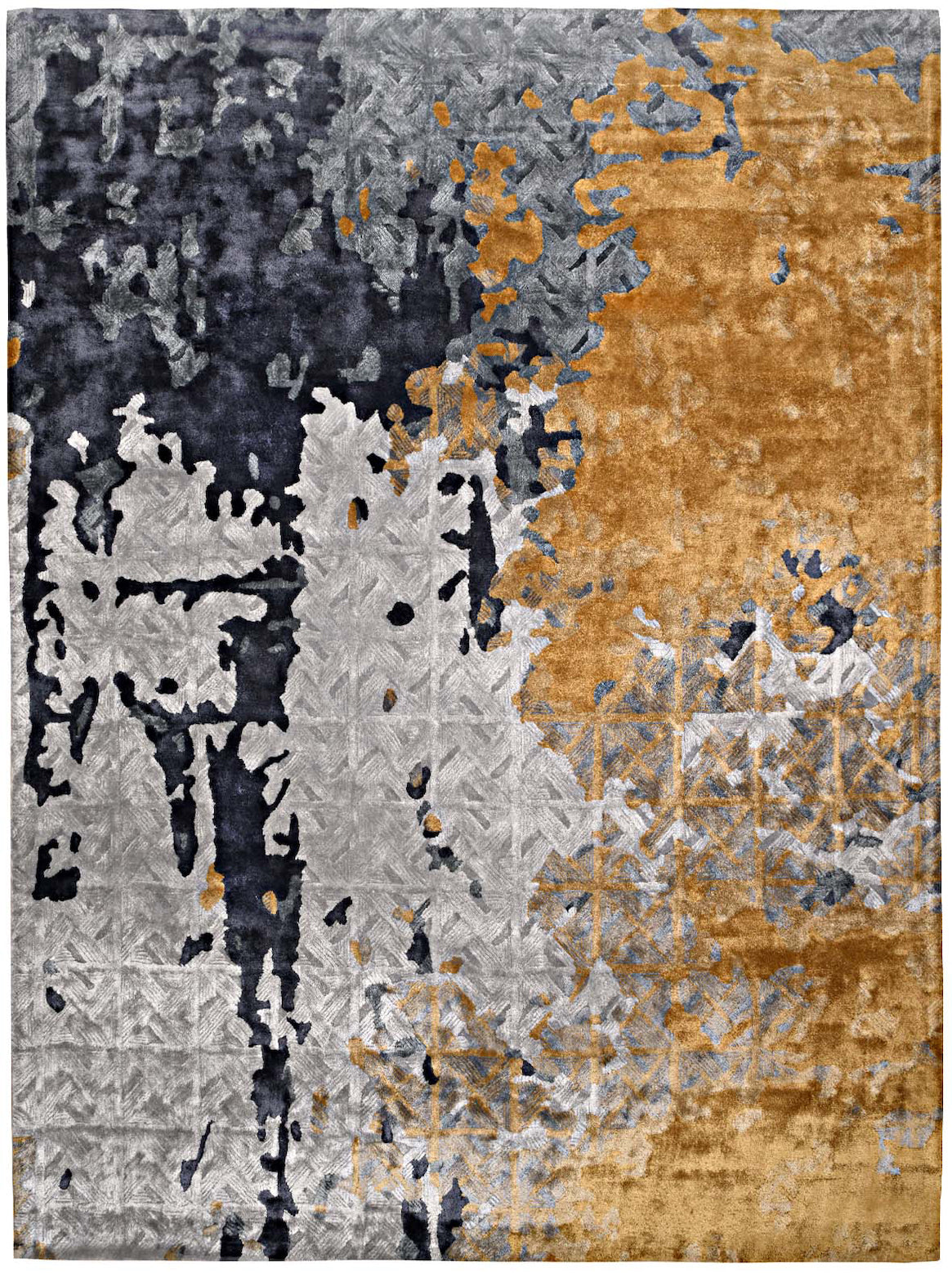 Hands DELTA Gold Luxury Carpet - 100% Botanical Silk, Hand Tufted (3' x 5')