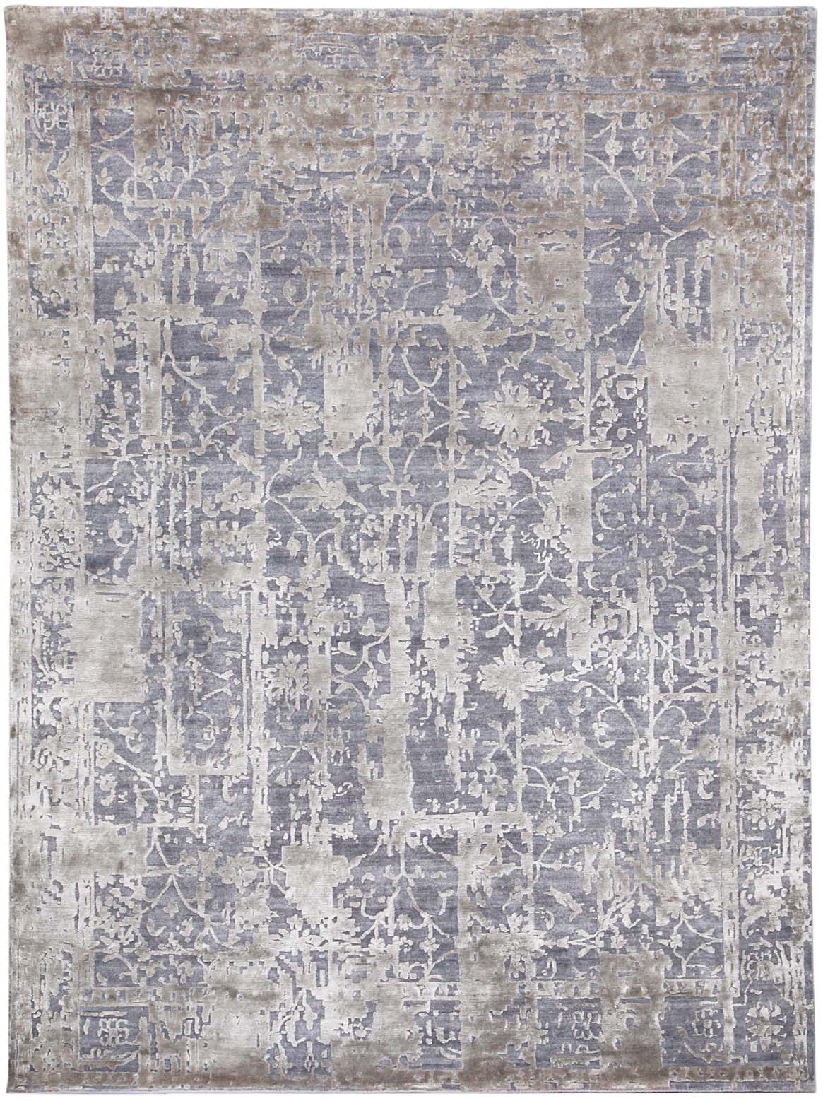 Hands EDERRA Grey Luxury Carpet - Wool & Botanical Silk, Hand Knotted (5'6" x 8')