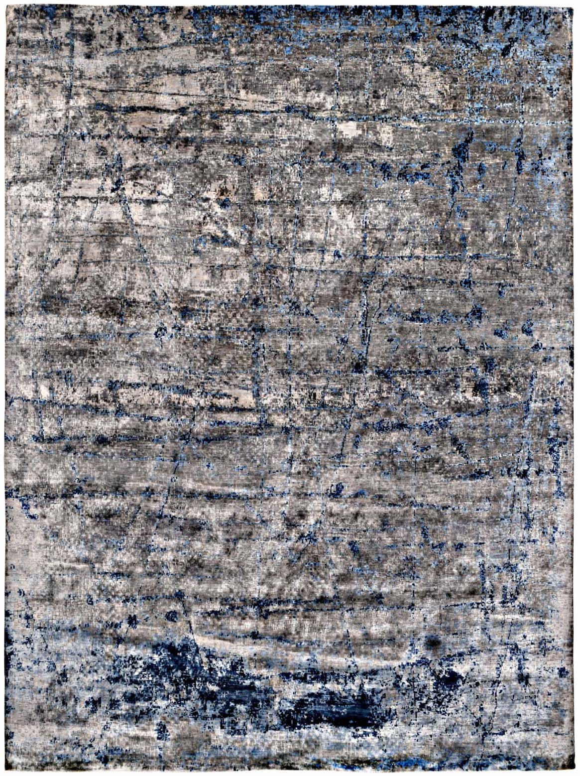 Hands FLUOR Blue Luxury Carpet - Wool & Bamboo Silk, Hand Knotted (5'6" x 8')