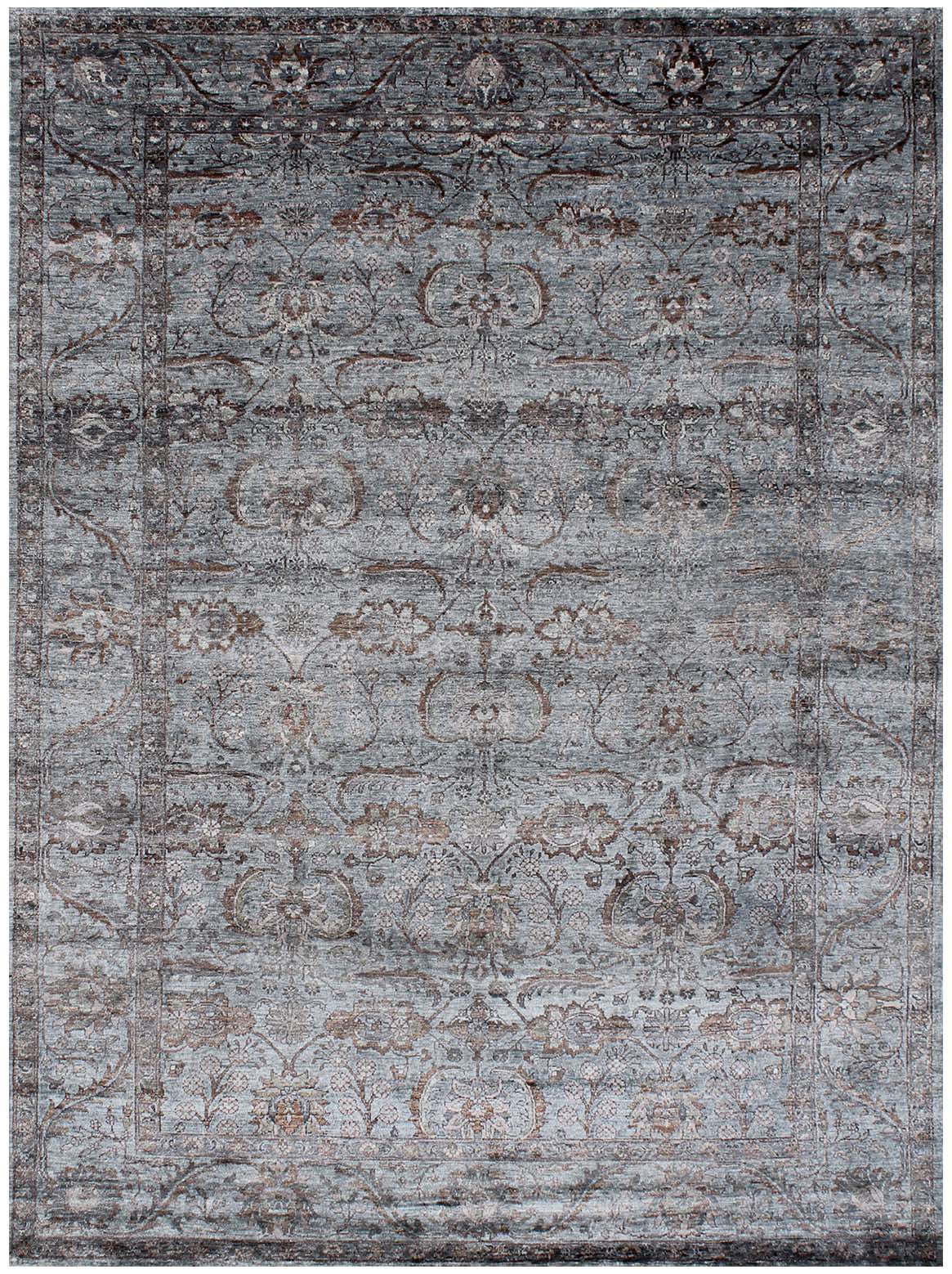 Hands GEMMA Brown Grey Luxury Carpet - 100% Bamboo Silk, Hand Knotted (5'6" x 8')