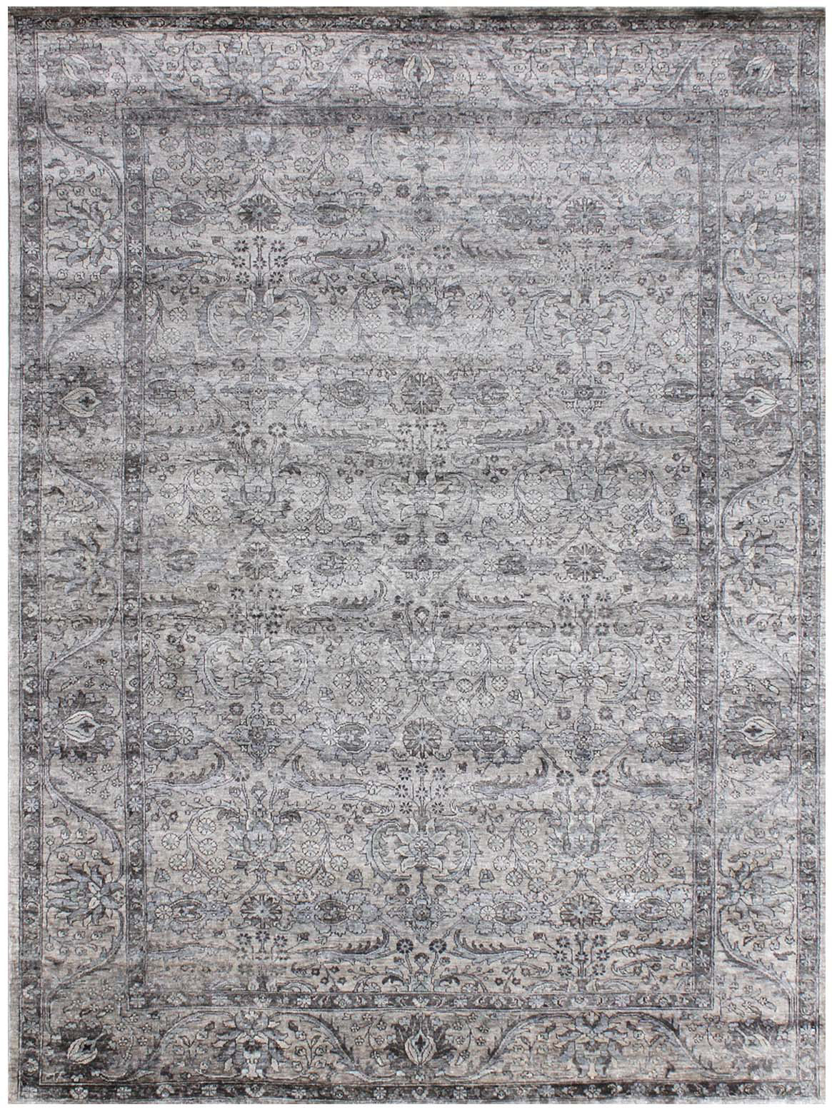 Hands GEMMA Taupe Luxury Carpet - 100% Bamboo Silk, Hand Knotted (5'6" x 8')