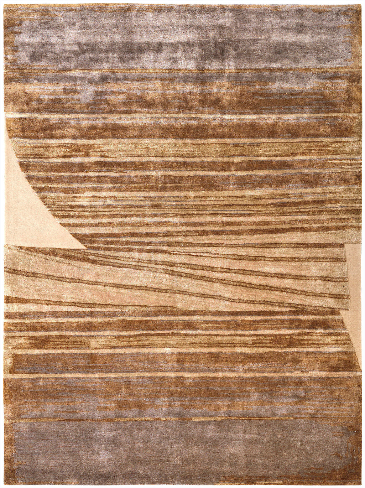 Hands GENIAL Bronze Luxury Carpet - Wool & Botanical Silk, Hand Tufted (3' x 5')