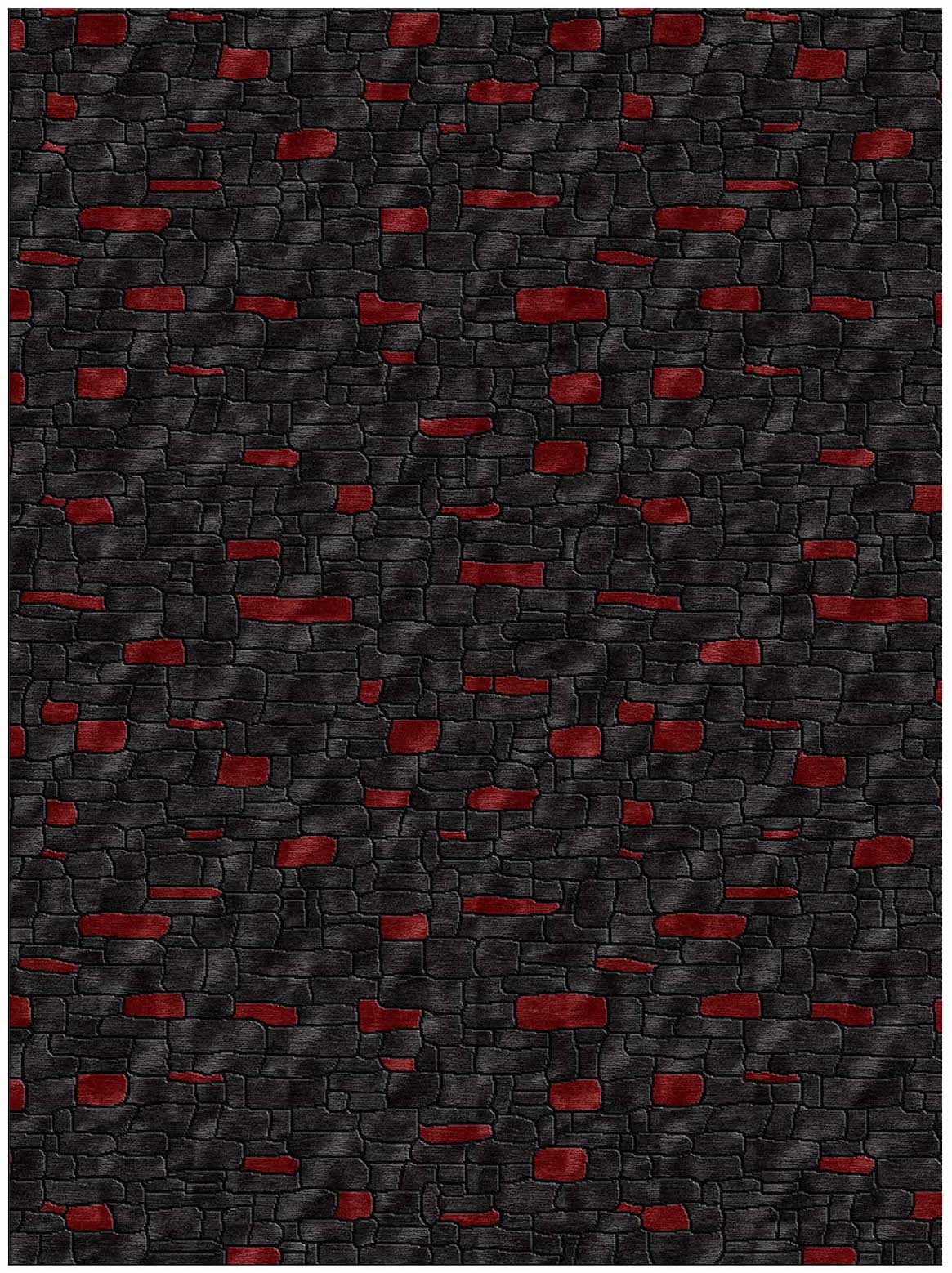 Hands GRAVEL Red & Black Luxury Carpet - 100% Botanical Silk, Hand Tufted (3' x 5')