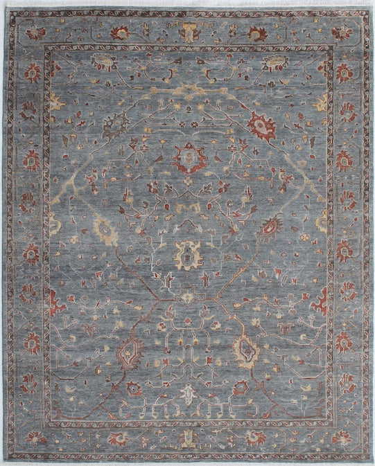 Hands HKD-6 Brown Blue Luxury Carpet - Wool & Bamboo Silk, Hand Knotted (5'6" x 8')