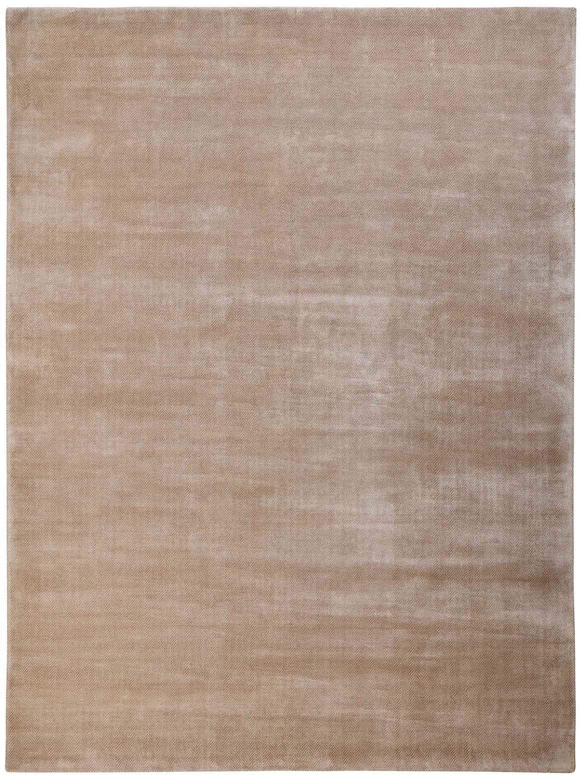 Hands HERRINGBONE Silver Beige Luxury Carpet - 100% Botanical Silk, Hand Knotted (5'6" x 8')