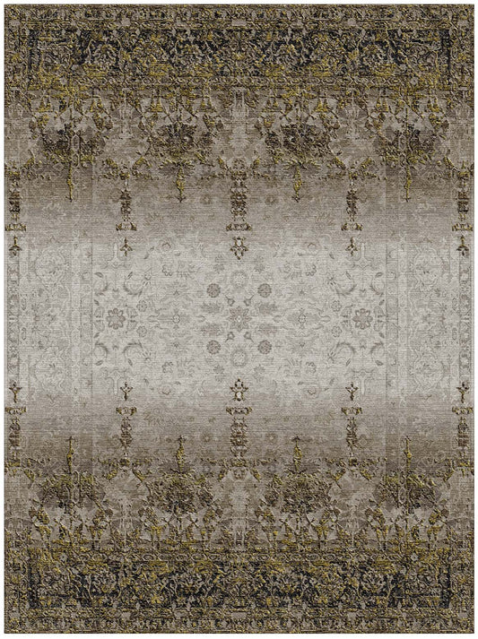 Hands JUVEL Olive Green Luxury Carpet - Wool & Bamboo Silk, Hand Knotted (5'6" x 8')