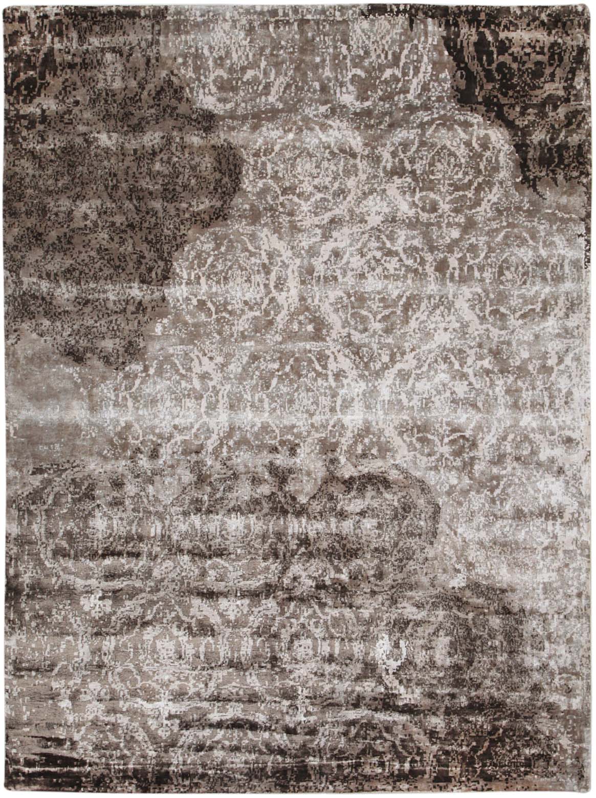 Hands JACINTHA Taupe Luxury Carpet - 100% Botanical Silk, Hand Knotted (5'6" x 8')