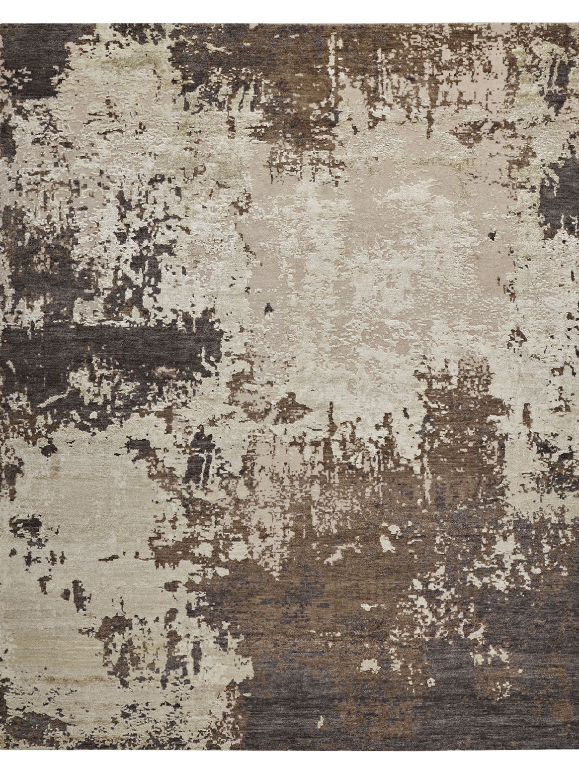 Hands KAI Charcoal Ivory Luxury Carpet - Wool & Bamboo Silk, Hand Knotted (8' x 10')