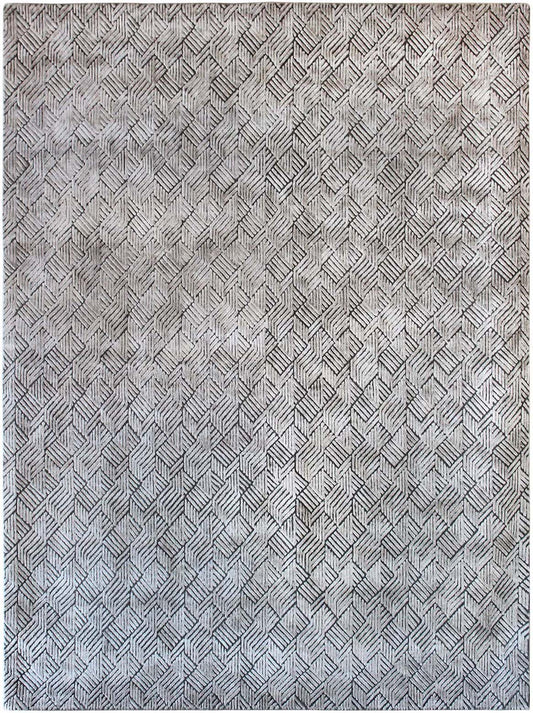 Hands KINETIC Silver Luxury Carpet - Wool & Botanical Silk, Hand Knotted (5'6" x 8')