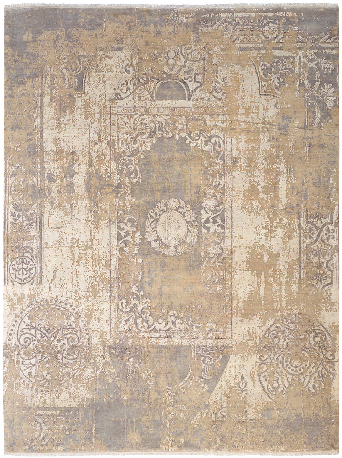 Hands L'AMOUR Ivory Beige Luxury Carpet - Wool & Bamboo Silk, Hand Knotted (5'6" x 8')