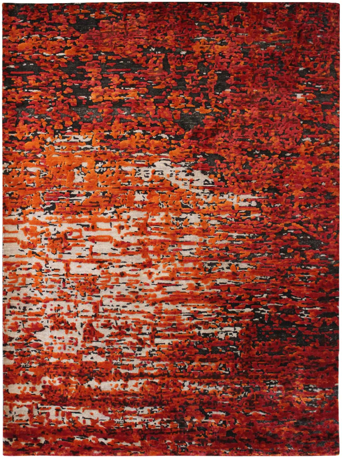 Hands MISTRAL Rust Luxury Carpet - Botanical & Bamboo Silk, Hand Knotted (5'6" x 8')