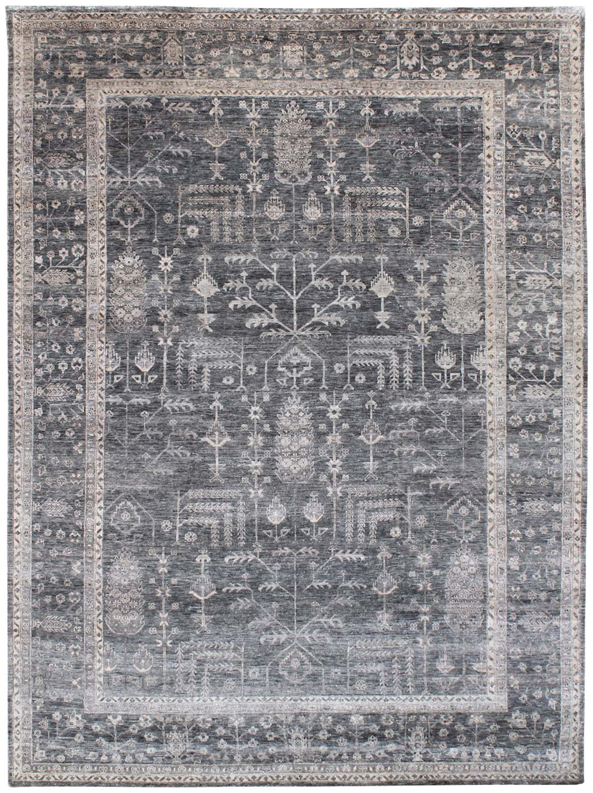 Hands MARGITA Grey Luxury Carpet - 100% Bamboo Silk, Hand Knotted (5'6" x 8')