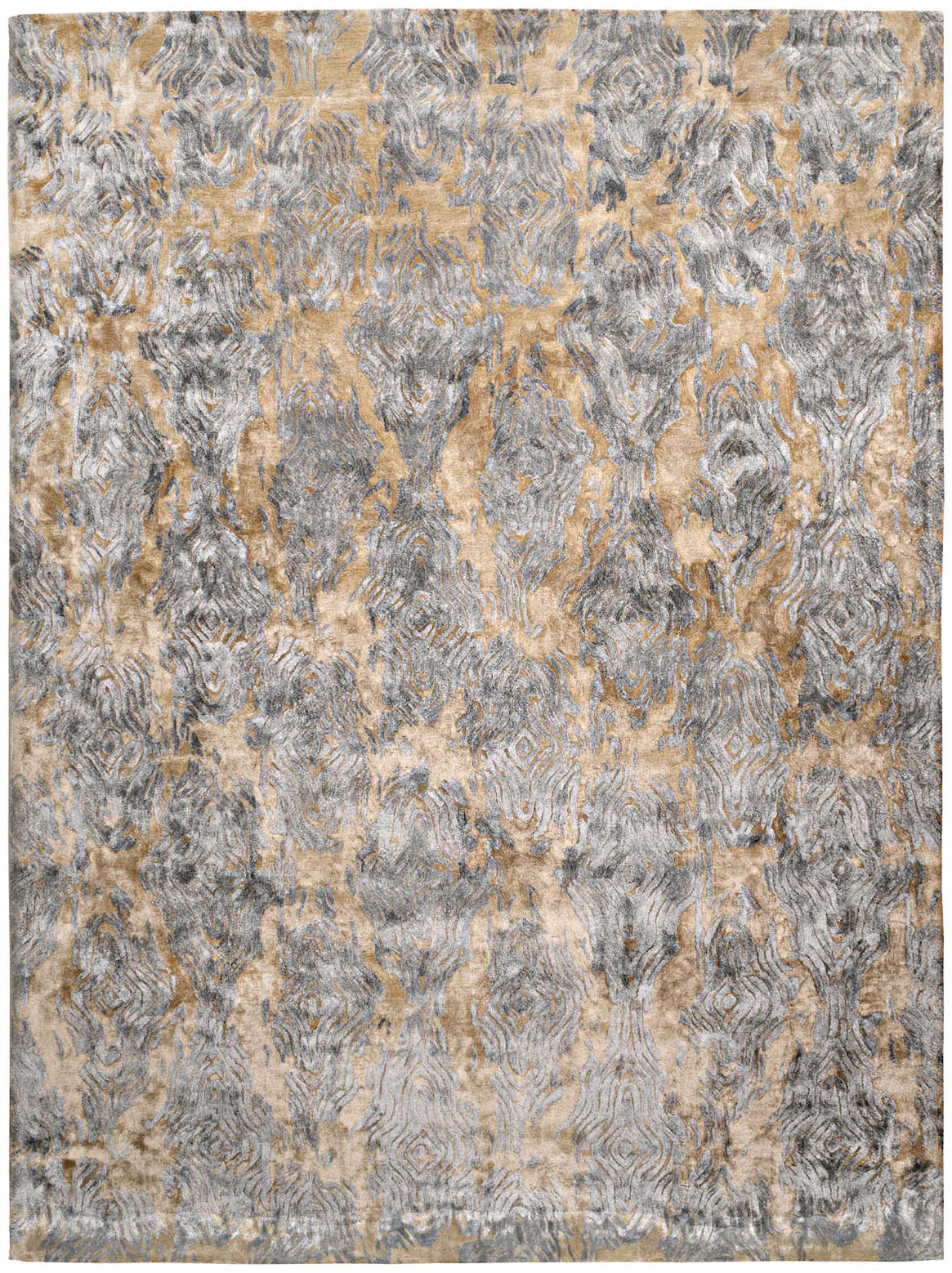 Hands MASSIF Grey Gold Luxury Carpet - 100% Botanical Silk, Hand Tufted (3' x 5')