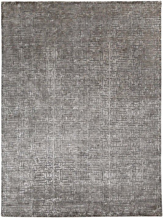 Hands MATRIX Silver Luxury Carpet - Wool & Botanical Silk, Hand Knotted (5'6" x 8')