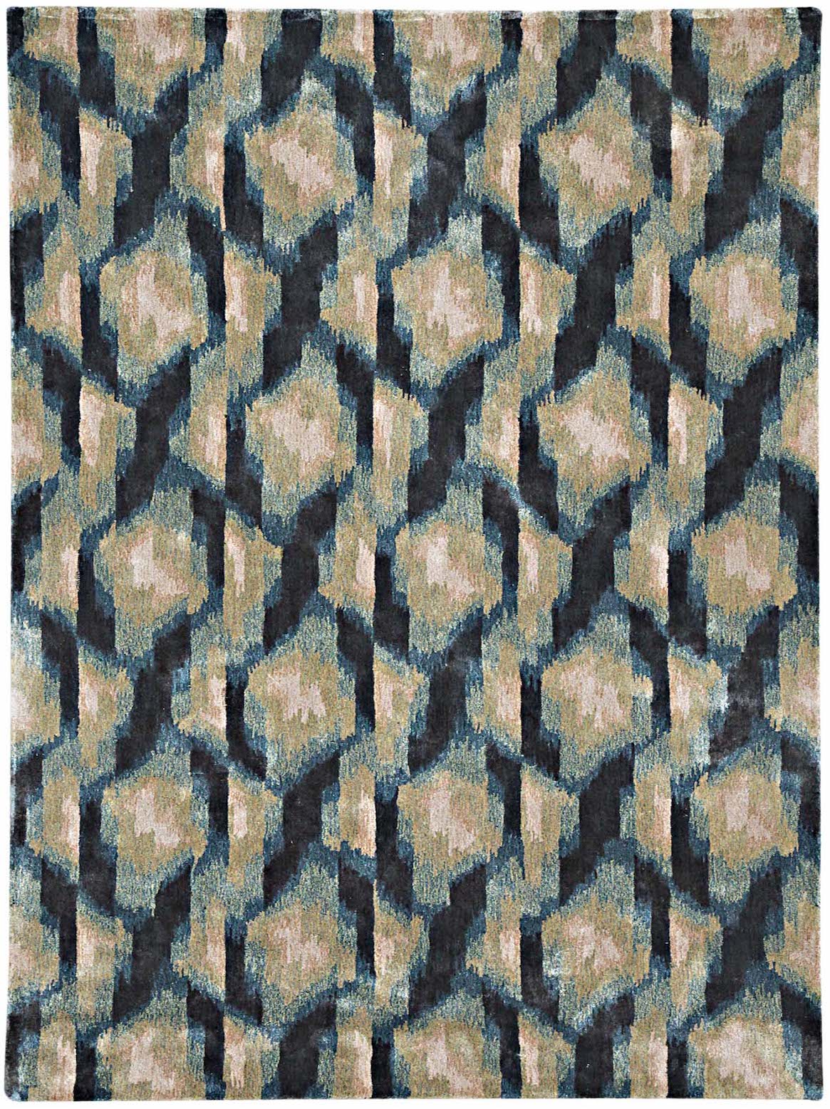 Hands MELANGE Green Blue Luxury Carpet - 100% Botanical Silk, Hand Tufted (3' x 5')